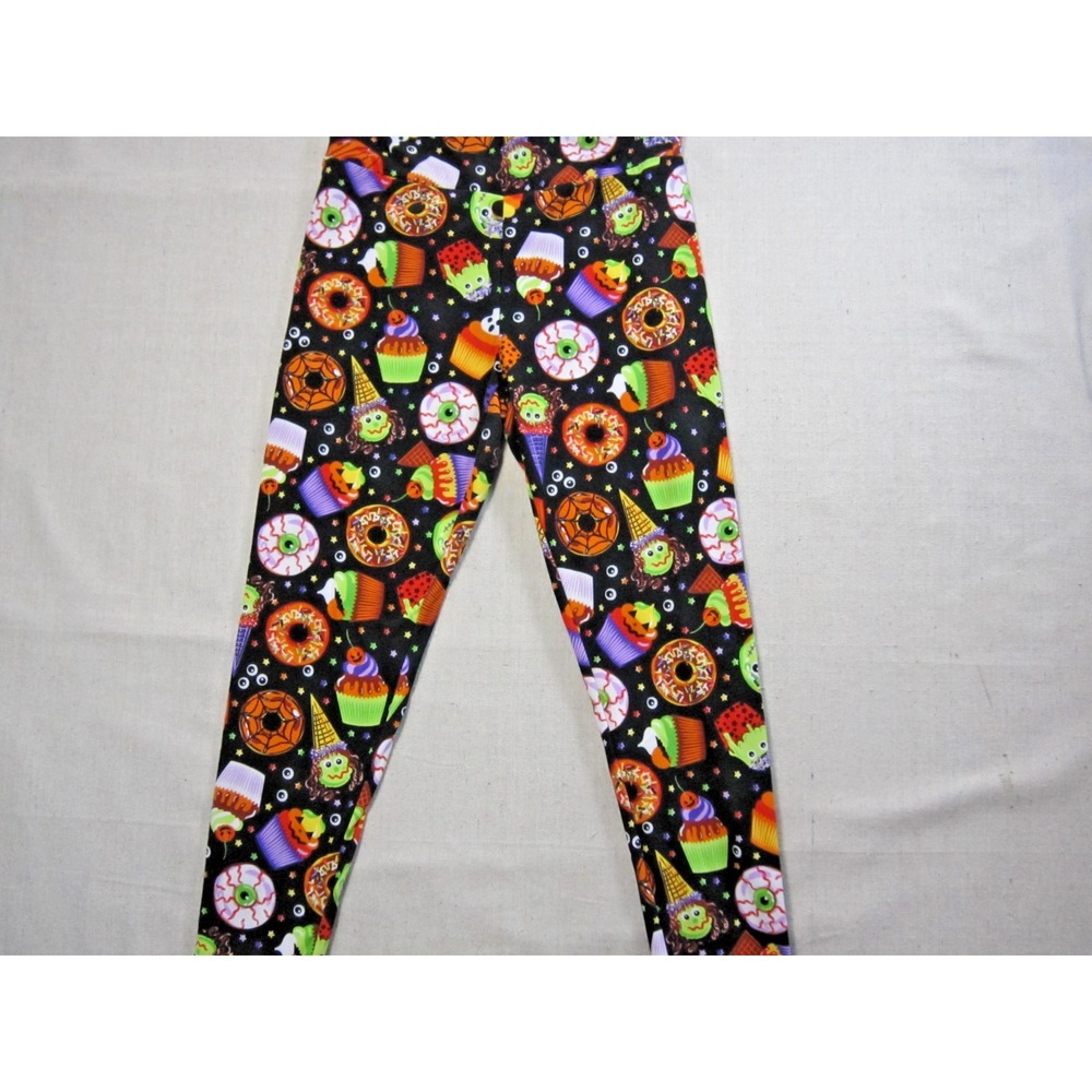 No Boundaries Legging Size L 11 13 Juniors Black Spooky Sweets Eyeball Donut